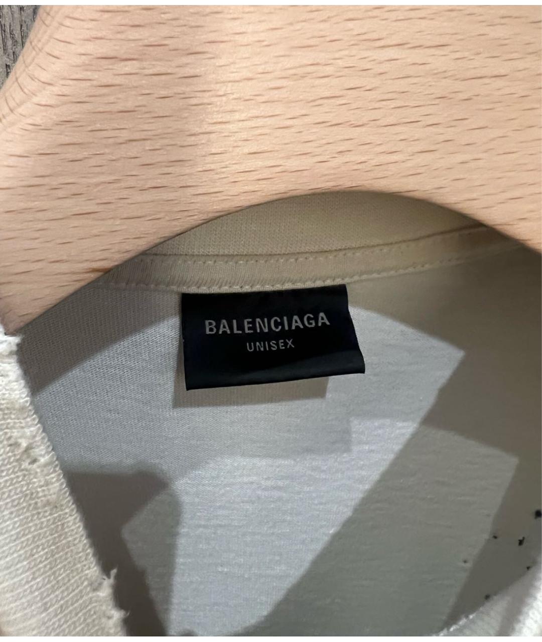 BALENCIAGA Бежевая хлопковая футболка, фото 5