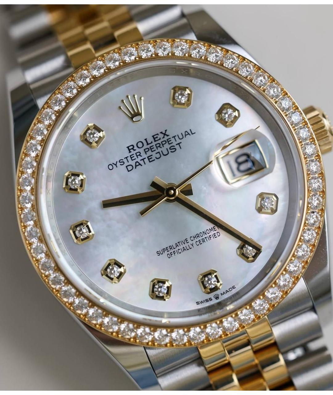 ROLEX Белые часы из желтого золота, фото 2