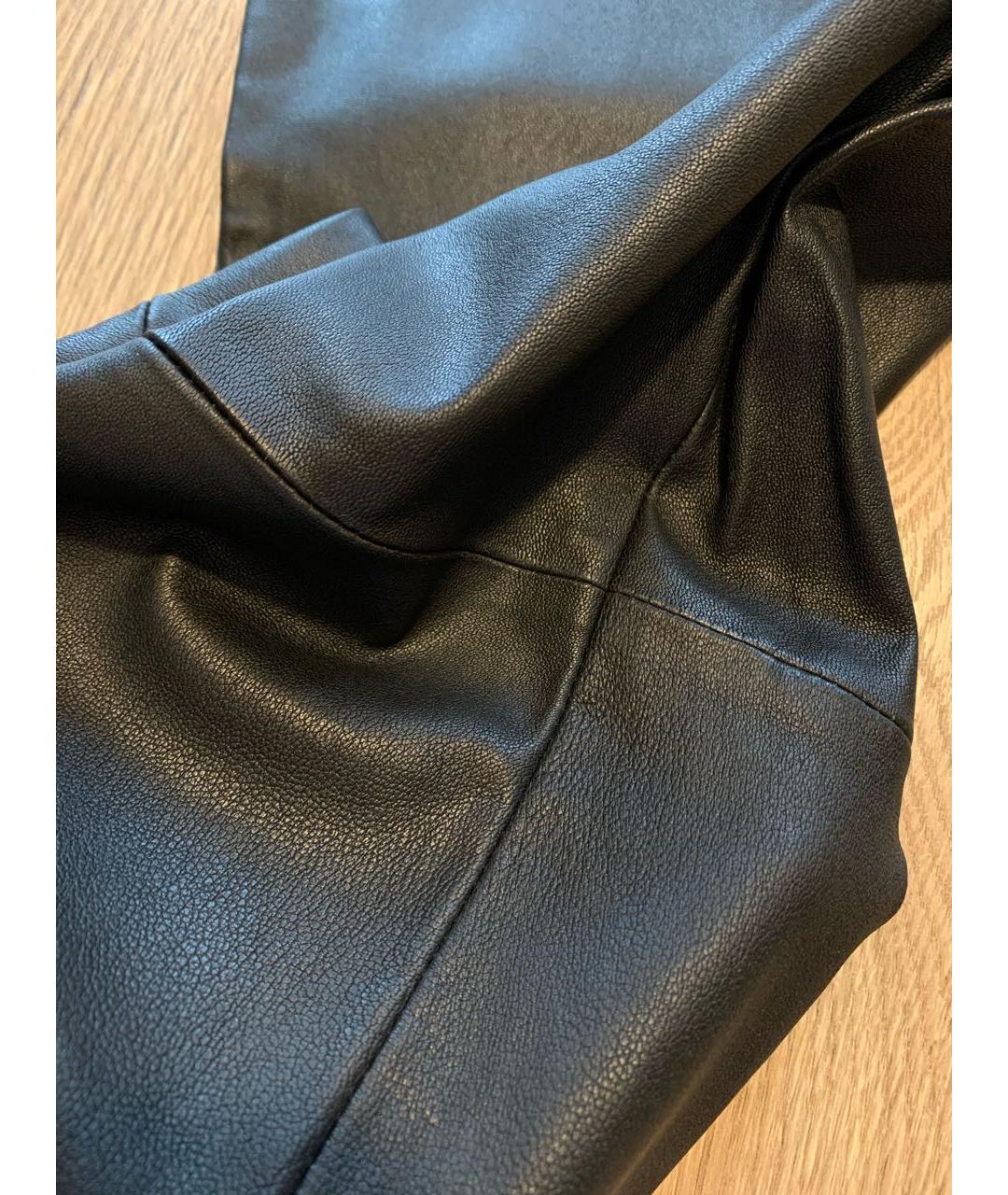 WEEKEND MAX MARA Черные кожаные леггинсы и велосипедки, фото 3