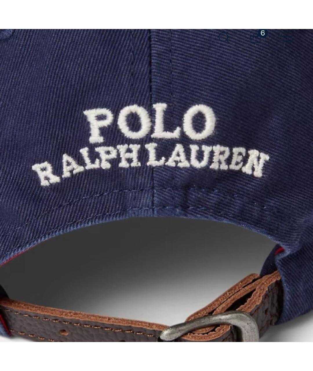 POLO RALPH LAUREN Темно-синяя хлопковая кепка/бейсболка, фото 4