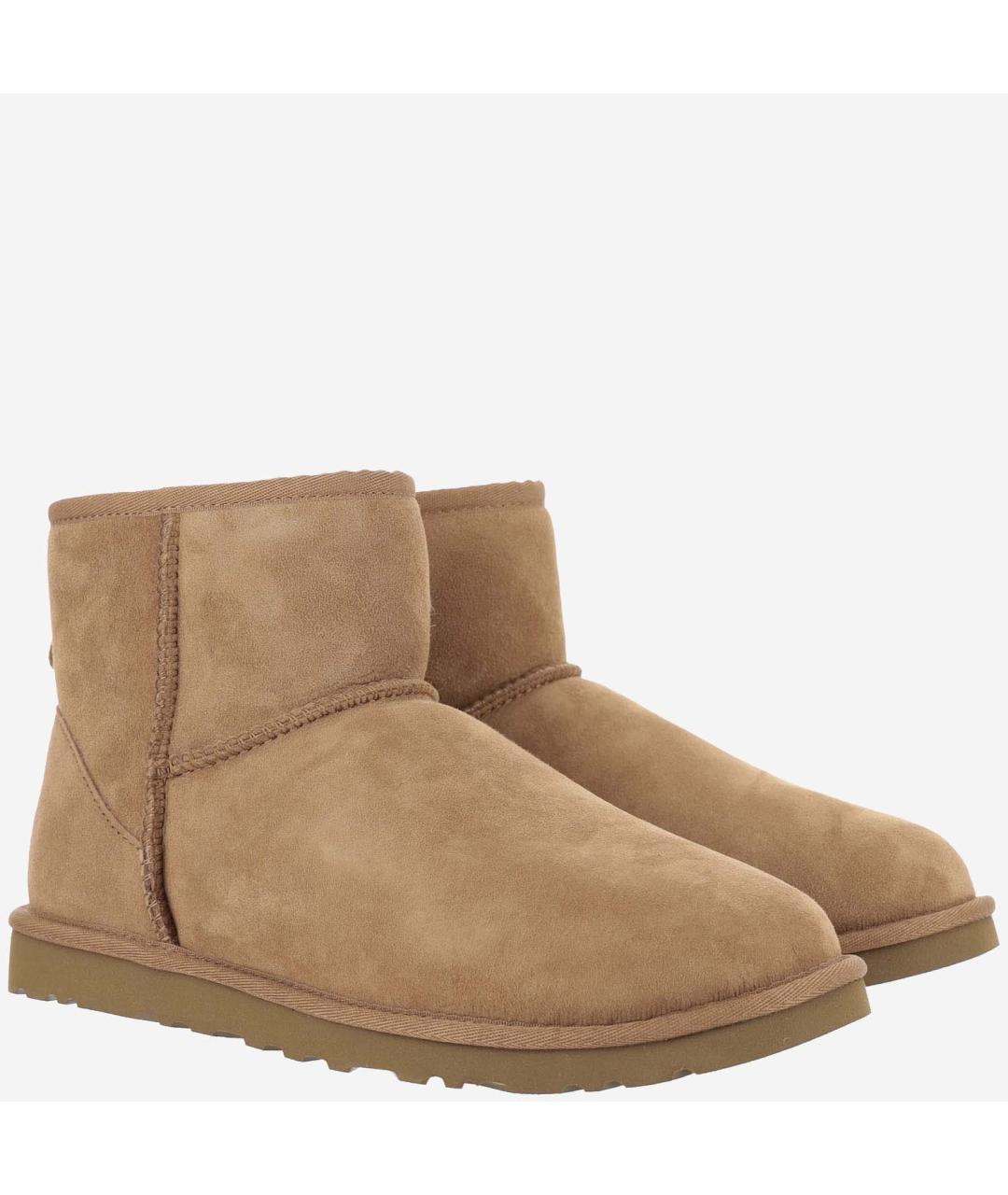 UGG AUSTRALIA Бежевые кожаные высокие ботинки, фото 2