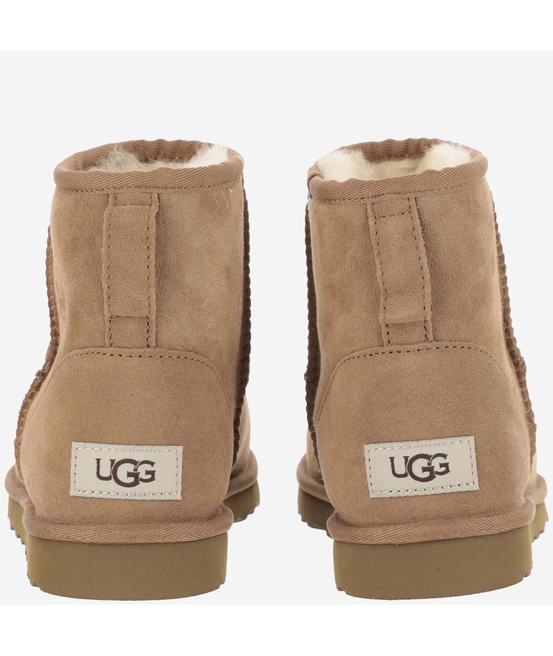 UGG AUSTRALIA Бежевые кожаные высокие ботинки, фото 3