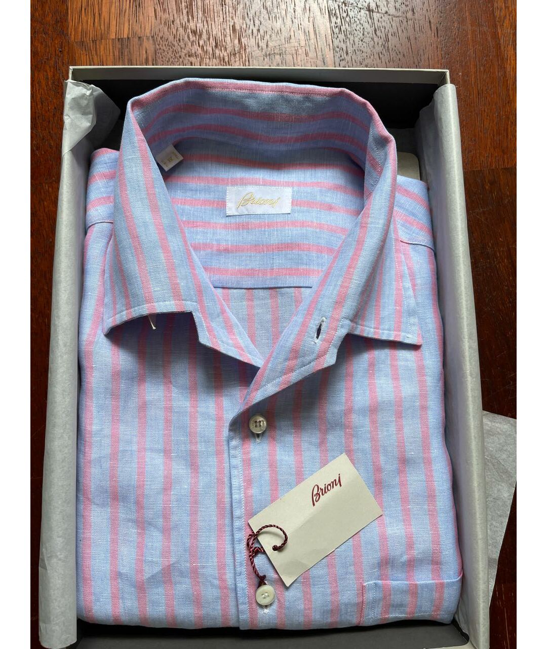 BRIONI Розовая льняная кэжуал рубашка, фото 4