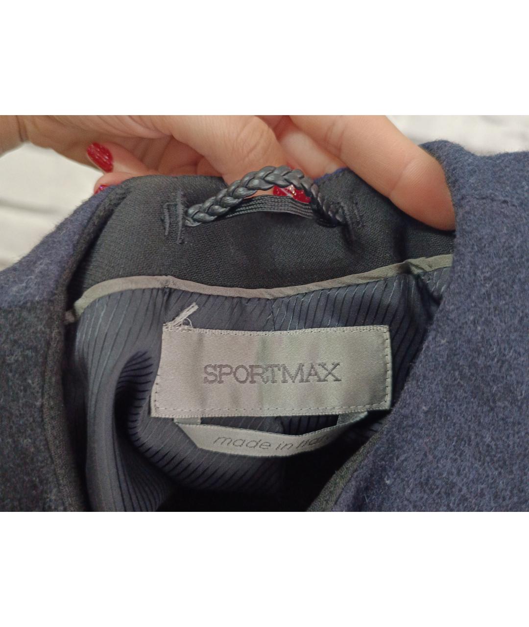 SPORTMAX Синее шерстяное пальто, фото 5