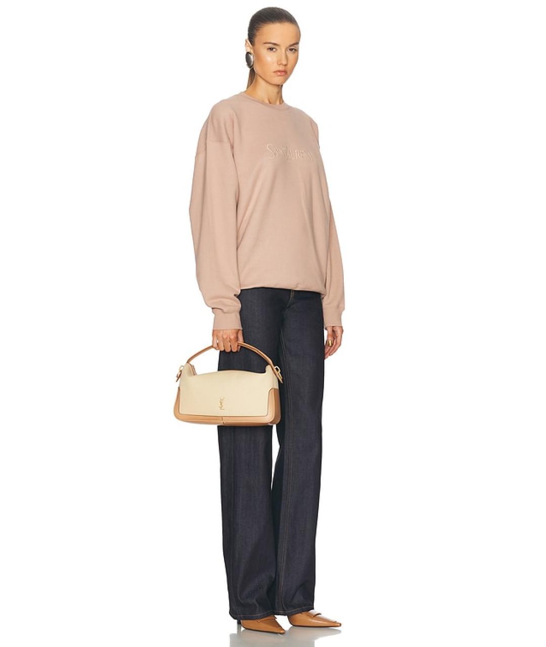SAINT LAURENT Бежевая тканевая сумка через плечо, фото 7