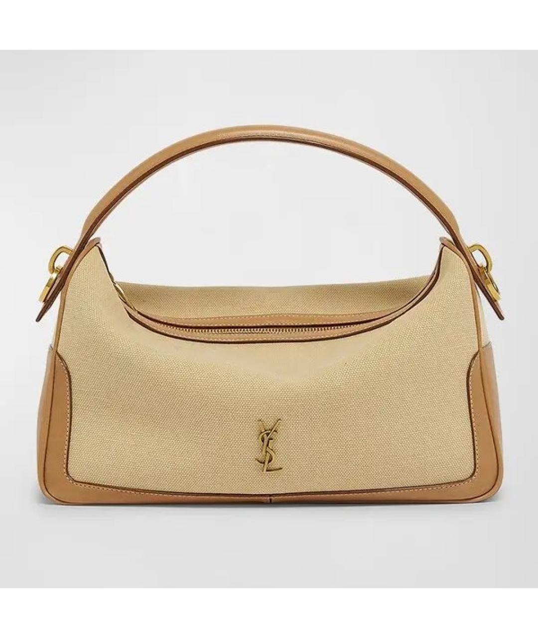 SAINT LAURENT Бежевая тканевая сумка через плечо, фото 8