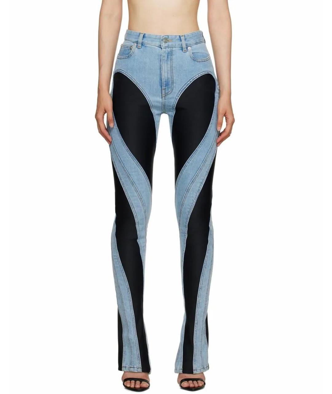 MUGLER Голубые хлопко-эластановые прямые джинсы, фото 3