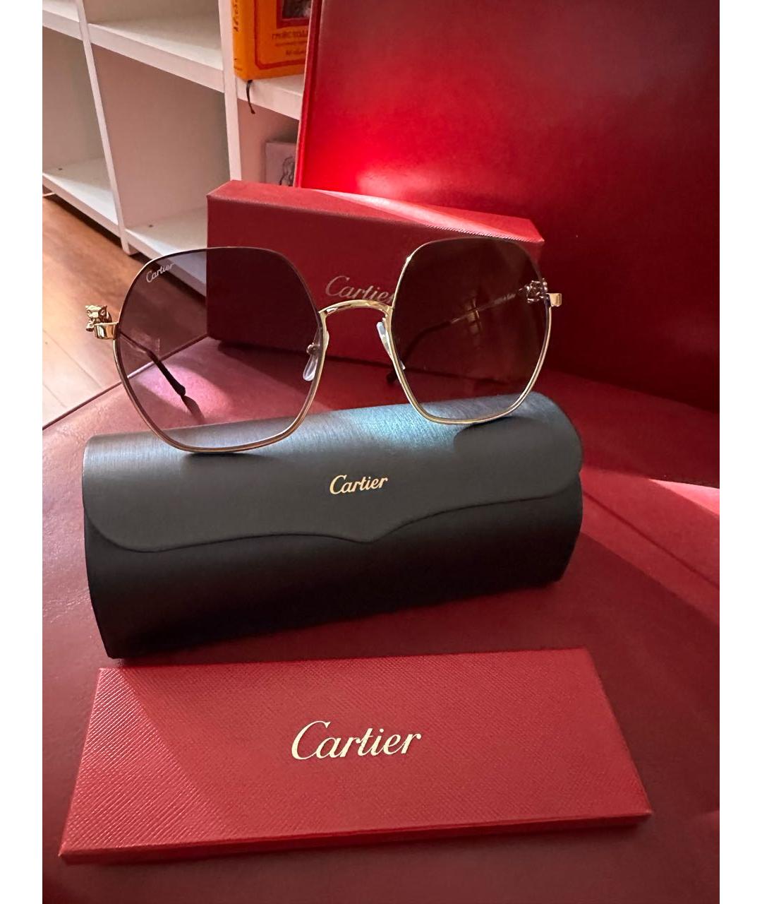 CARTIER Бордовые металлические солнцезащитные очки, фото 7