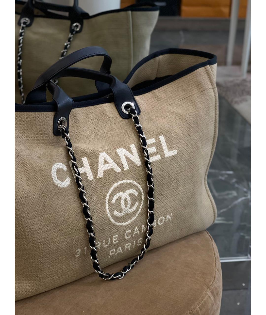 CHANEL Бежевая деним сумка через плечо, фото 4