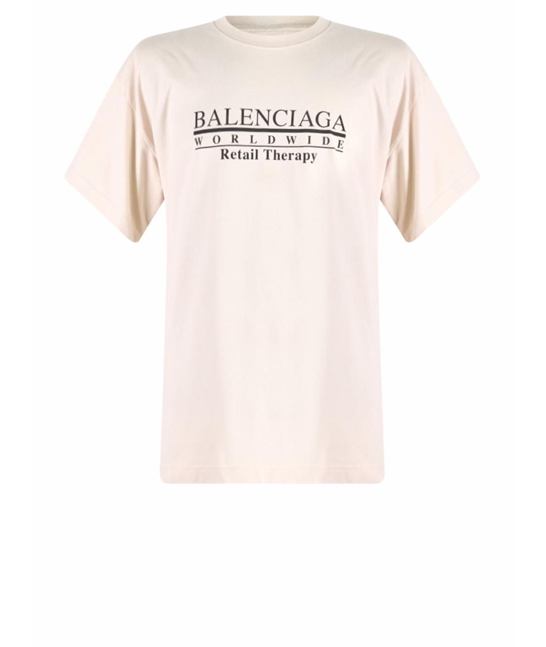 BALENCIAGA Бежевая хлопковая футболка, фото 1