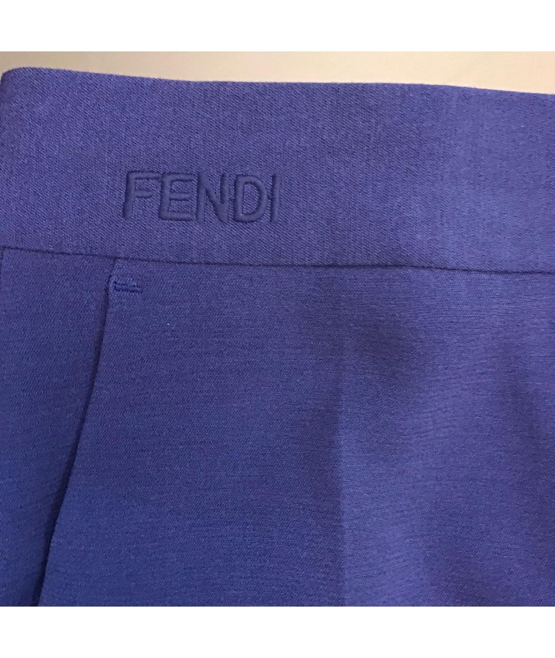 FENDI Темно-синие полиэстеровые брюки широкие, фото 5