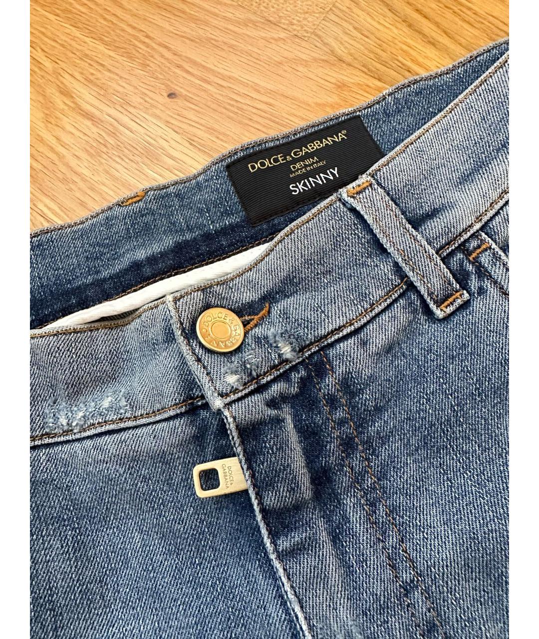 DOLCE&GABBANA Синие хлопко-эластановые джинсы скинни, фото 6