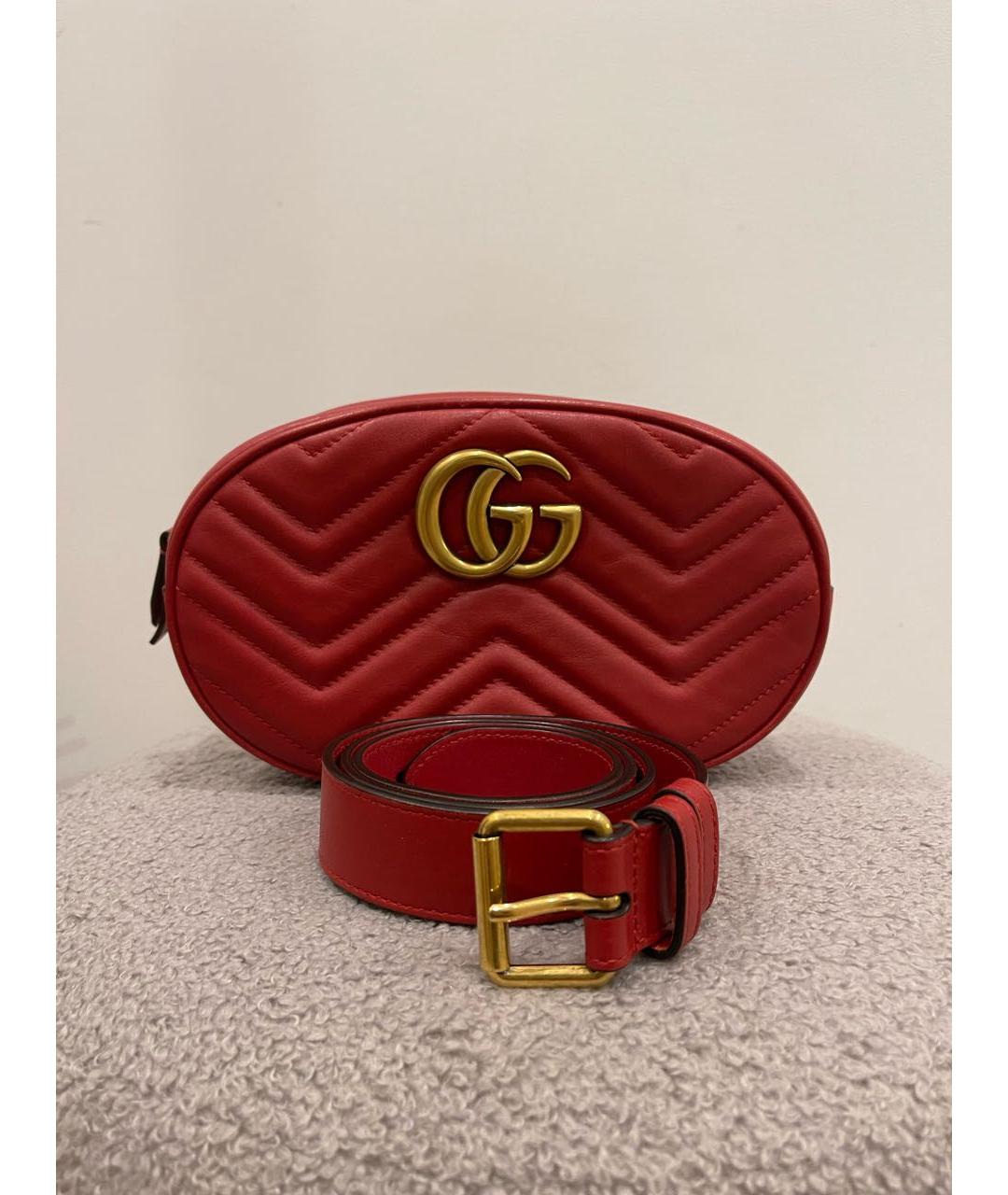 GUCCI Красная кожаная поясная сумка, фото 5