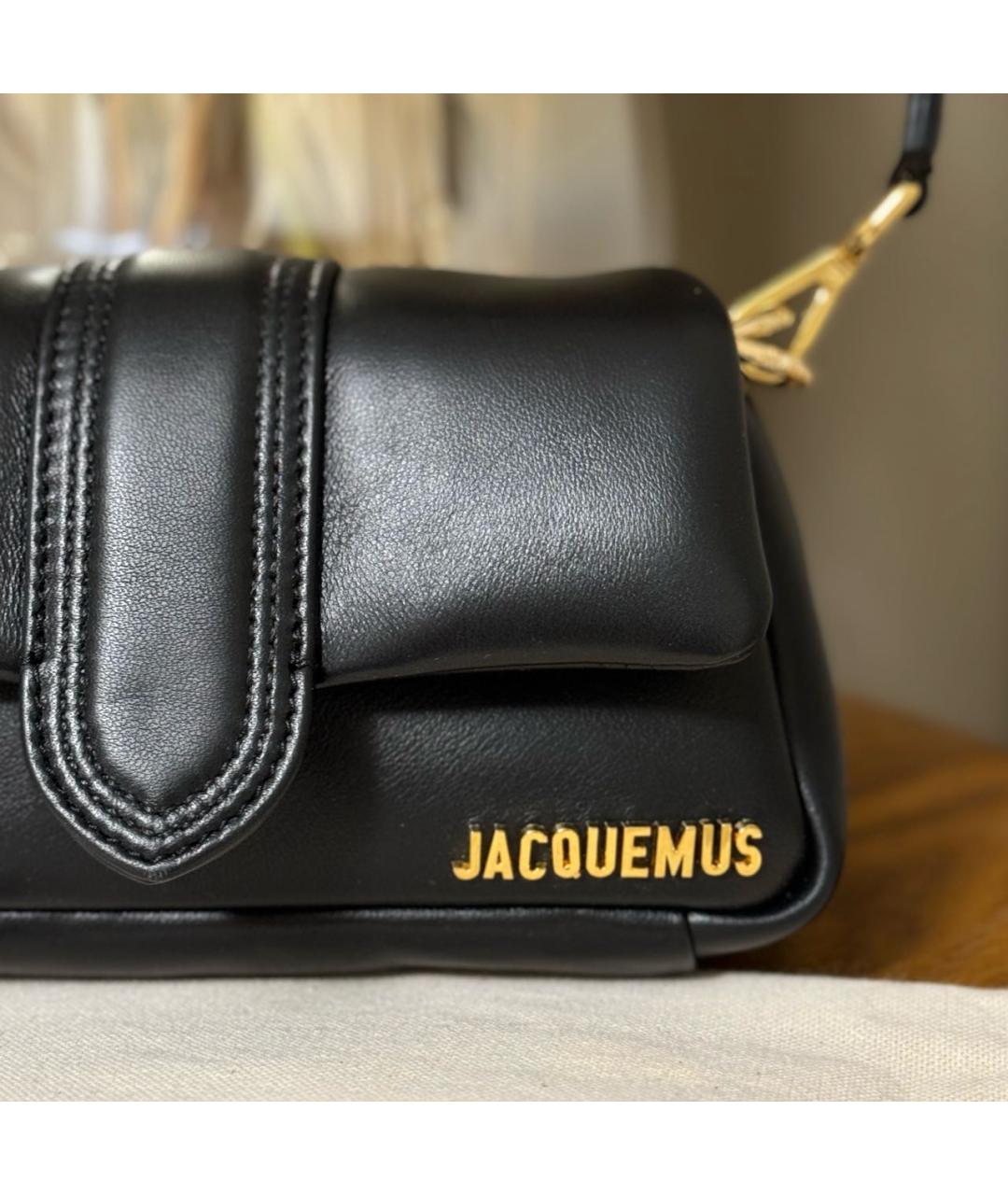 JACQUEMUS Черная кожаная сумка через плечо, фото 3