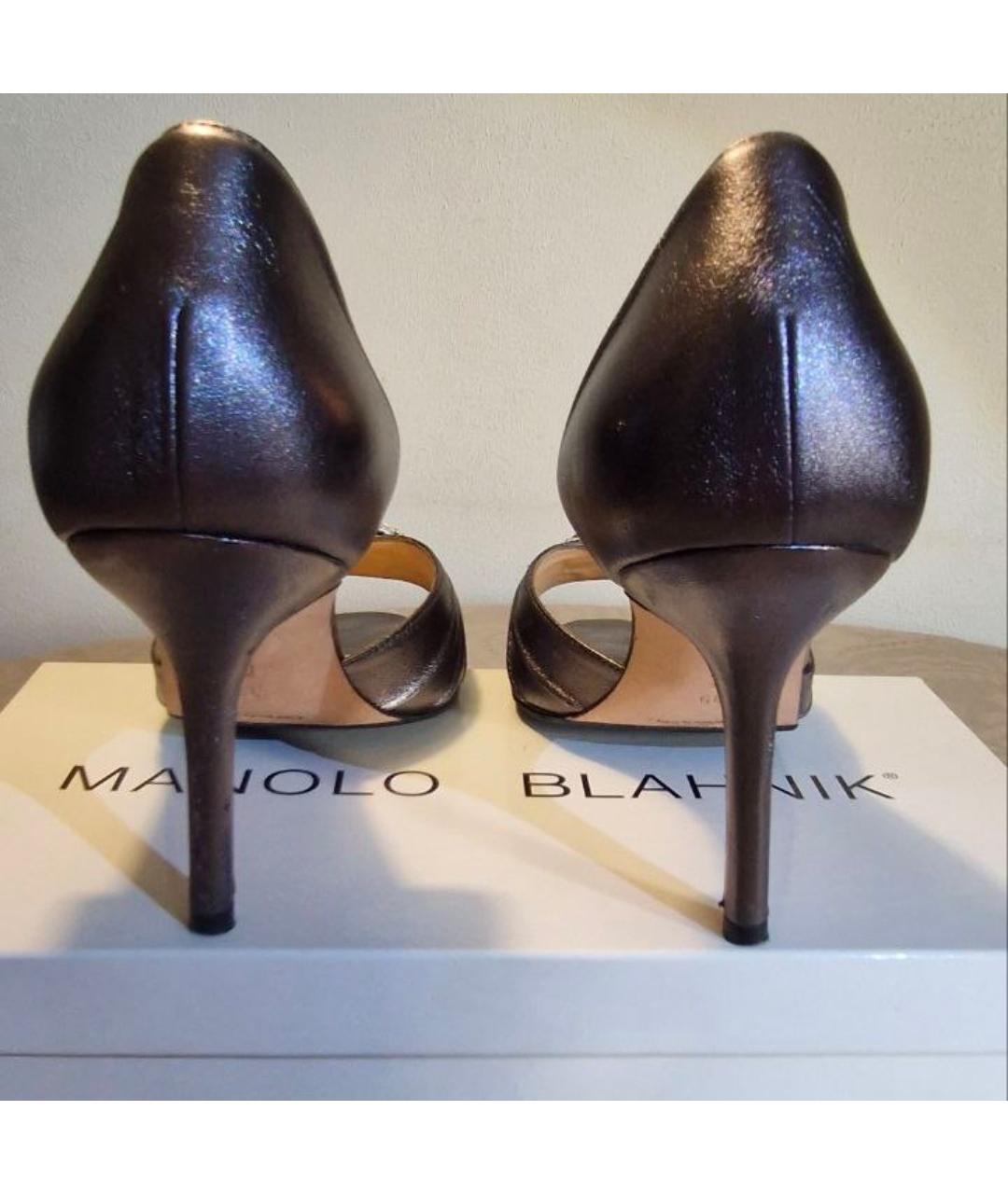 MANOLO BLAHNIK Серые кожаные туфли, фото 7