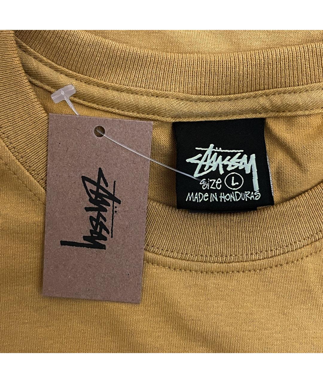 STUSSY Горчичная хлопковая футболка, фото 5