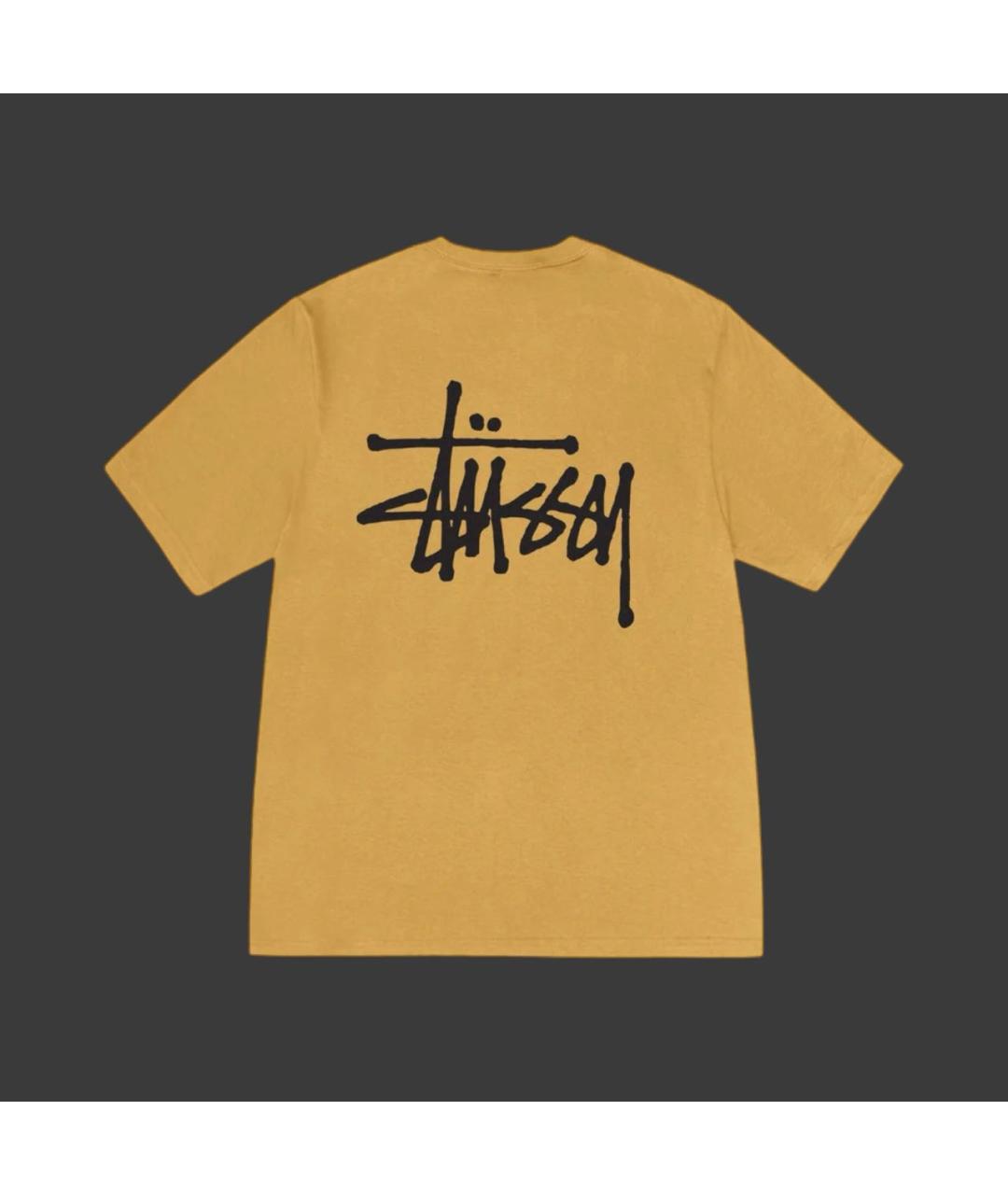 STUSSY Горчичная хлопковая футболка, фото 2