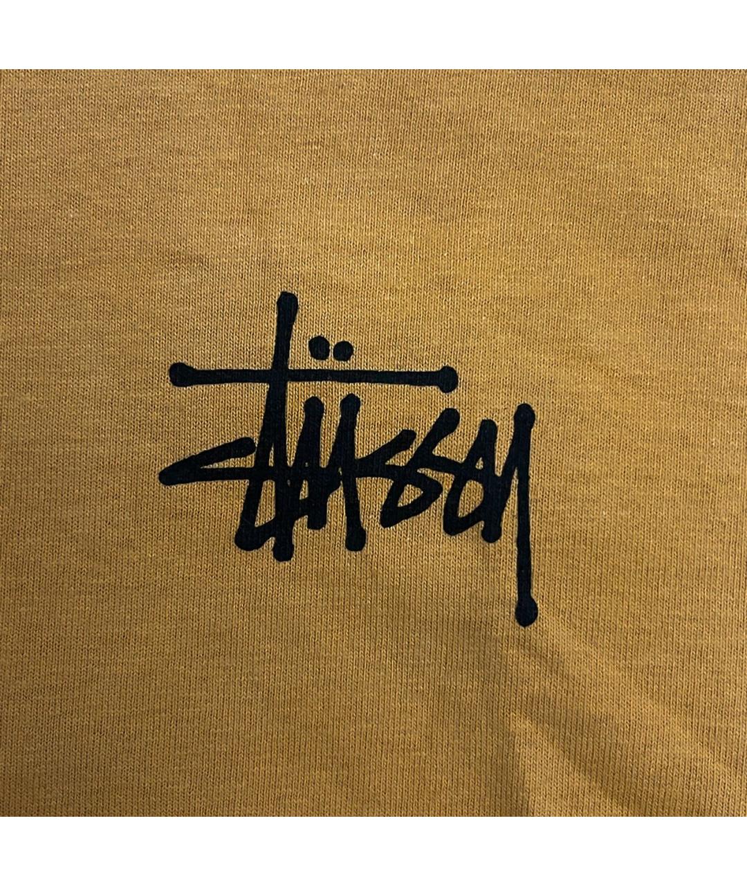 STUSSY Горчичная хлопковая футболка, фото 4