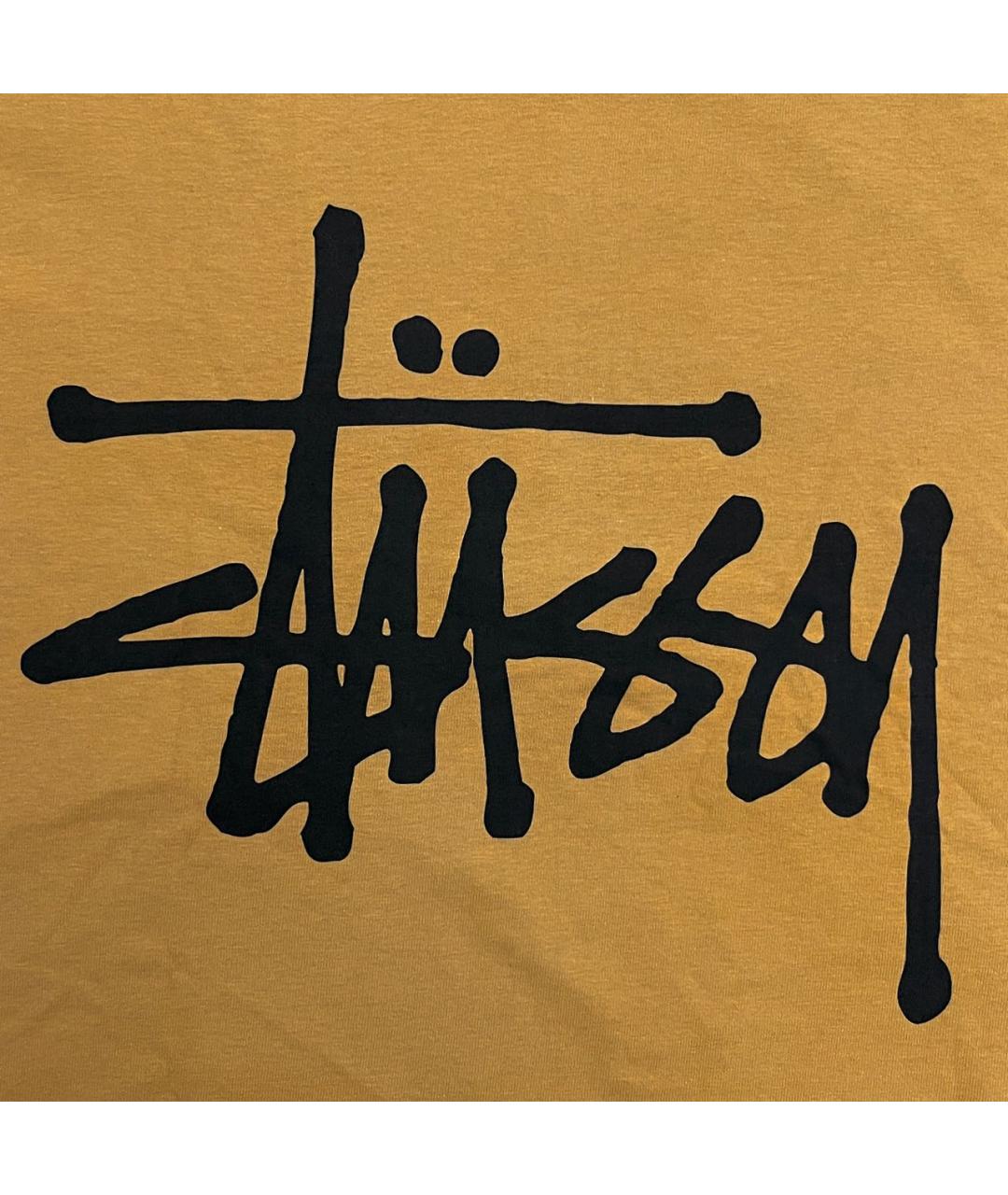 STUSSY Горчичная хлопковая футболка, фото 3