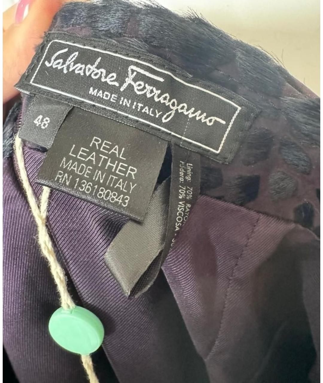 SALVATORE FERRAGAMO Кожаная юбка миди, фото 7