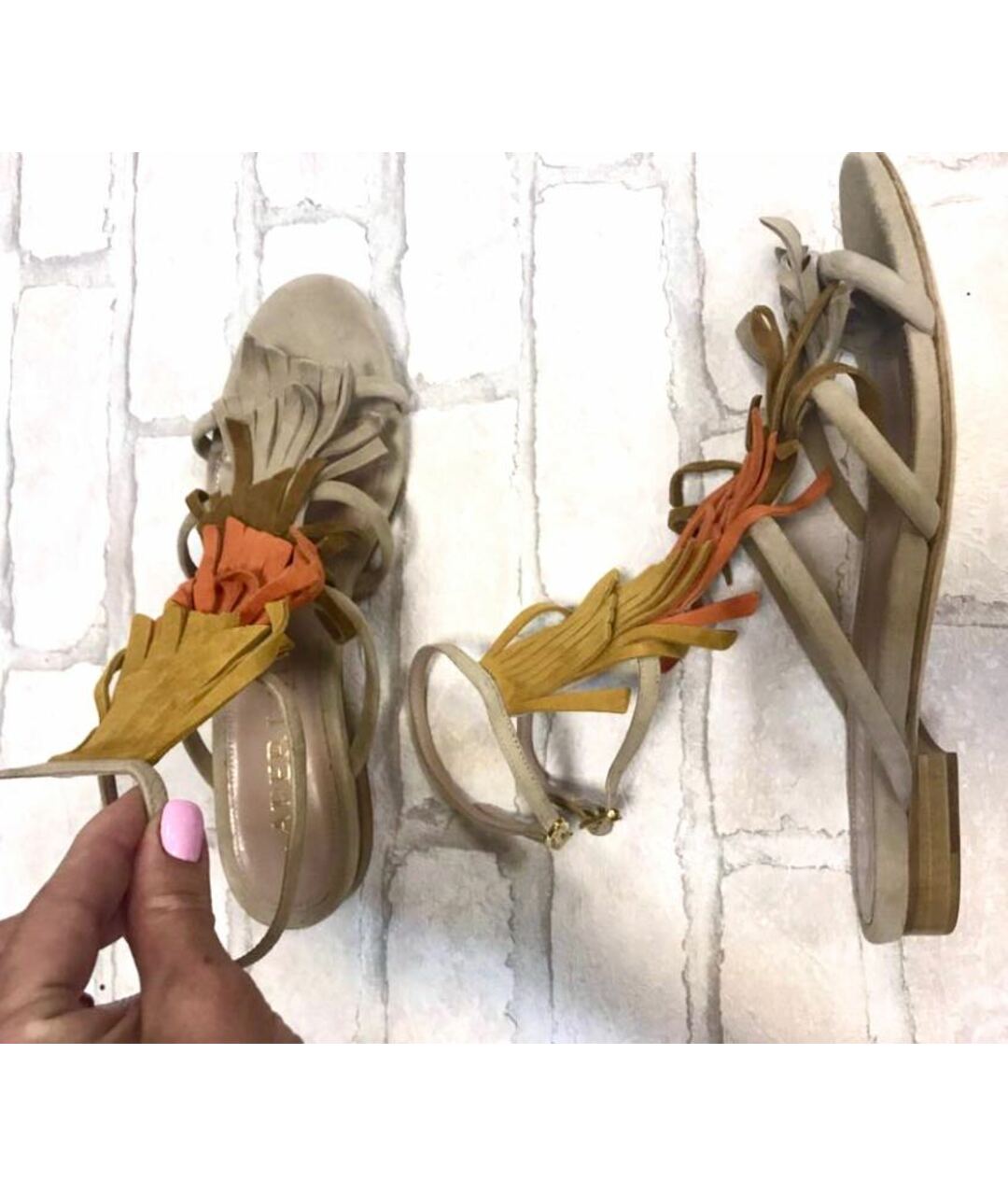 APERLAI Желтые замшевые сандалии, фото 3