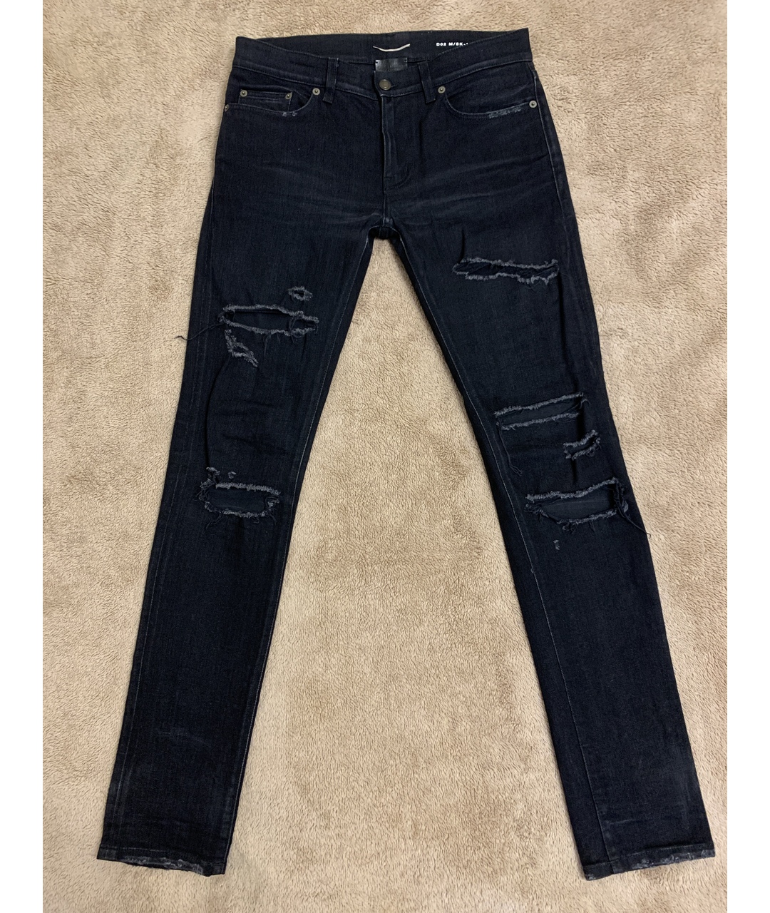 SAINT LAURENT Антрацитовые хлопко-эластановые джинсы скинни, фото 7