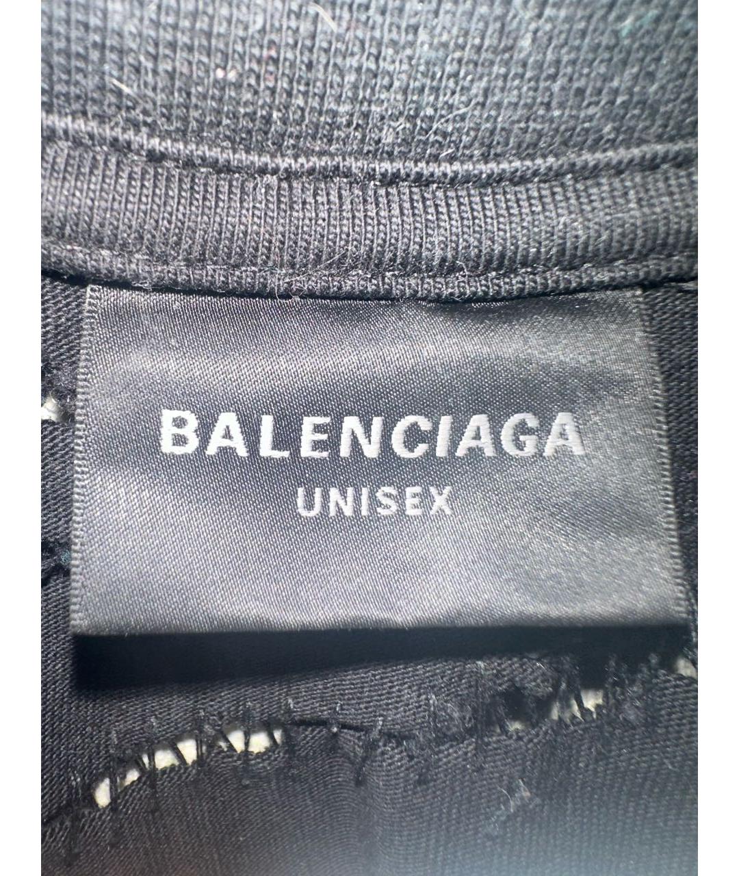 BALENCIAGA Черная хлопковая футболка, фото 3