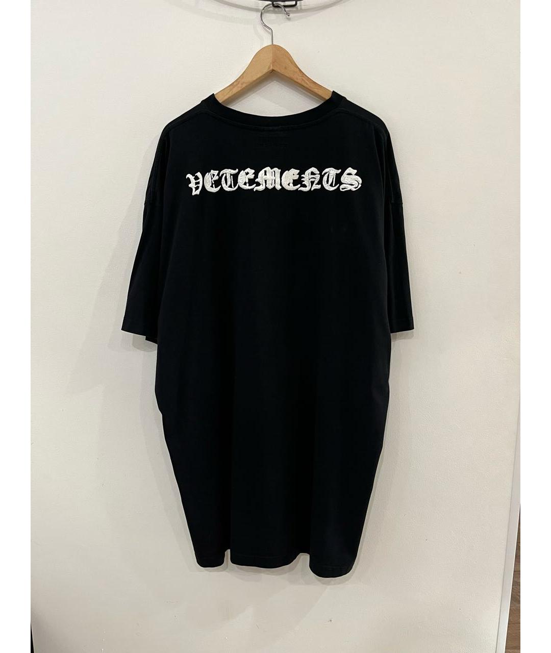 VETEMENTS Черная хлопковая футболка, фото 3