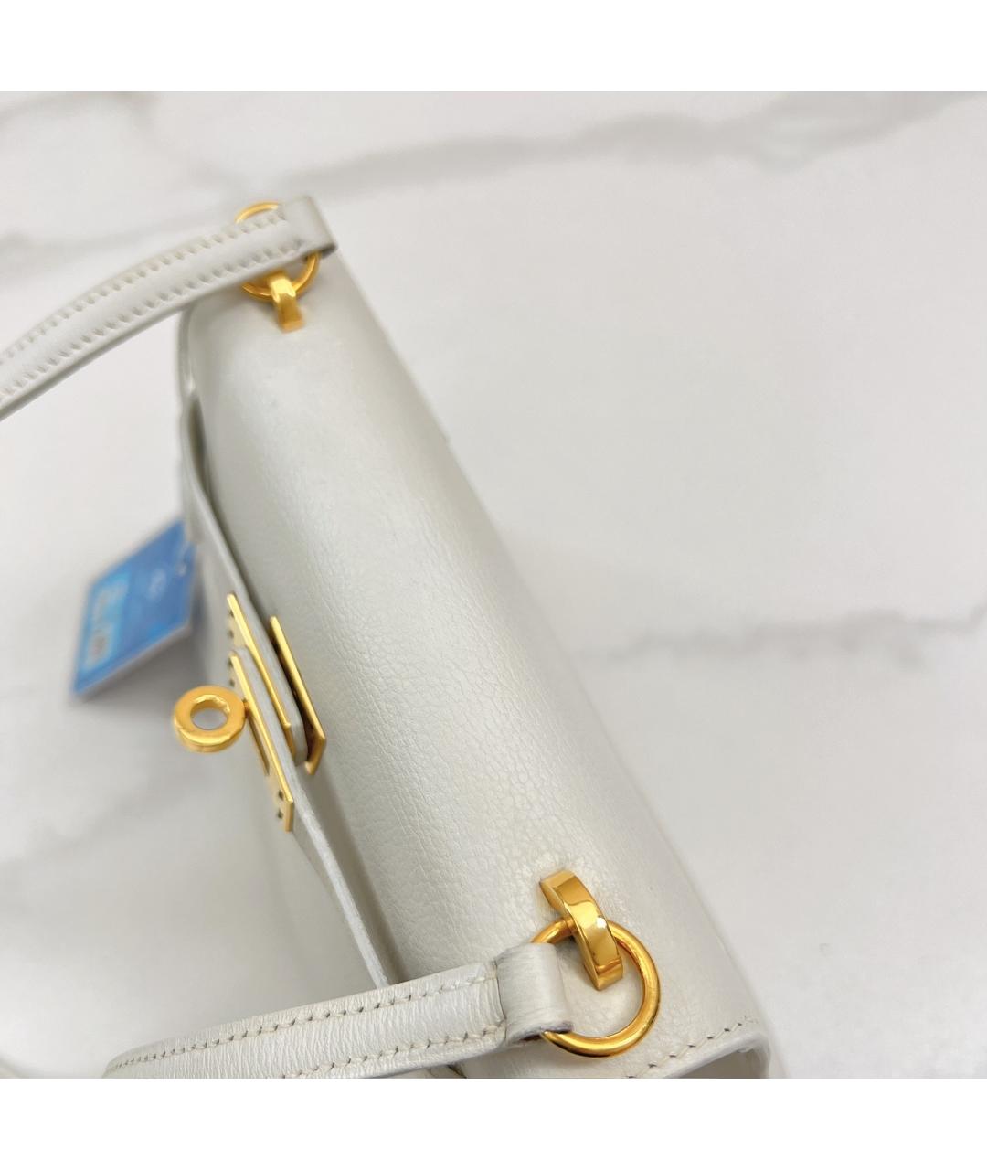 HERMES Белая кожаная сумка с короткими ручками, фото 4