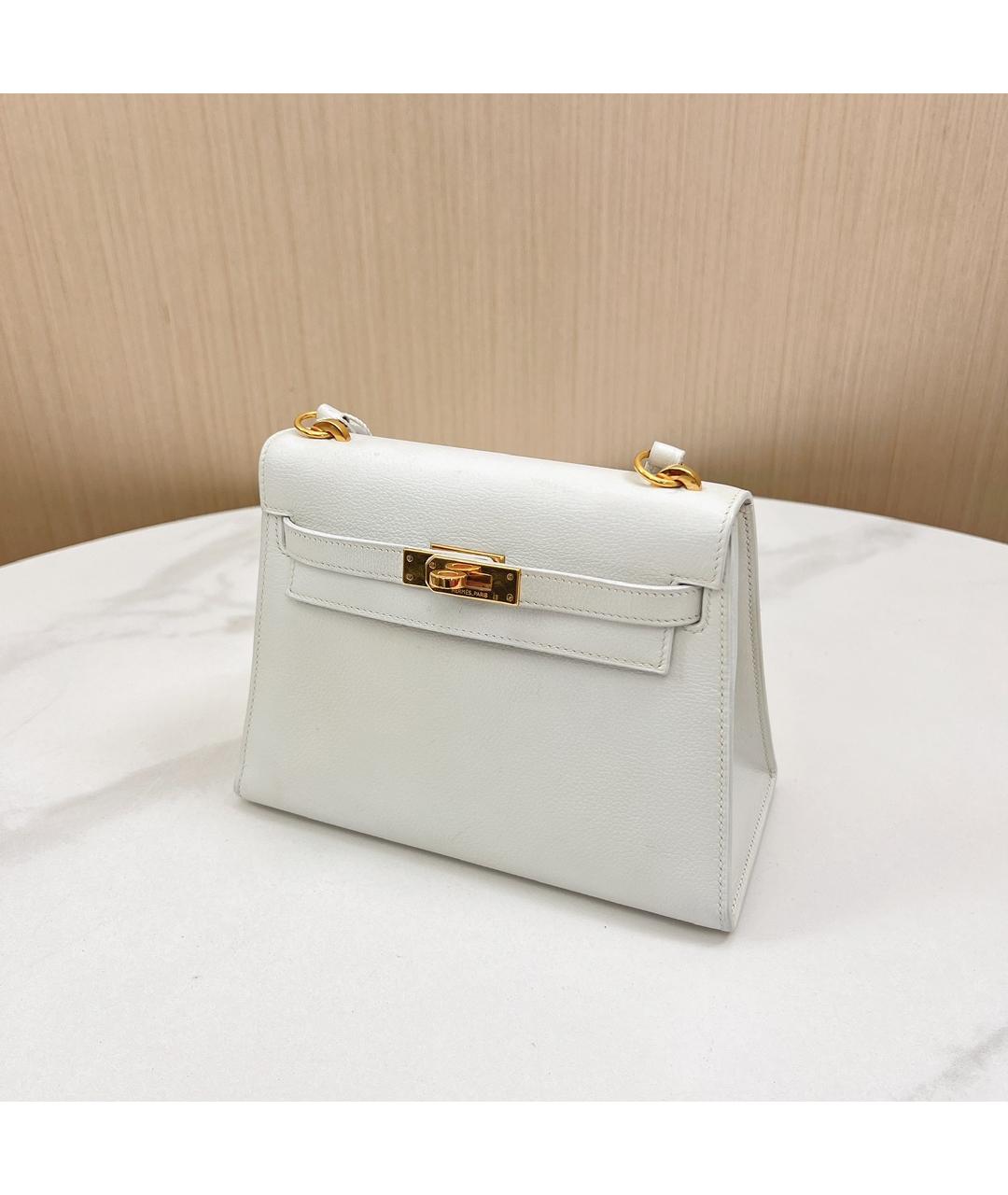 HERMES Белая кожаная сумка с короткими ручками, фото 2
