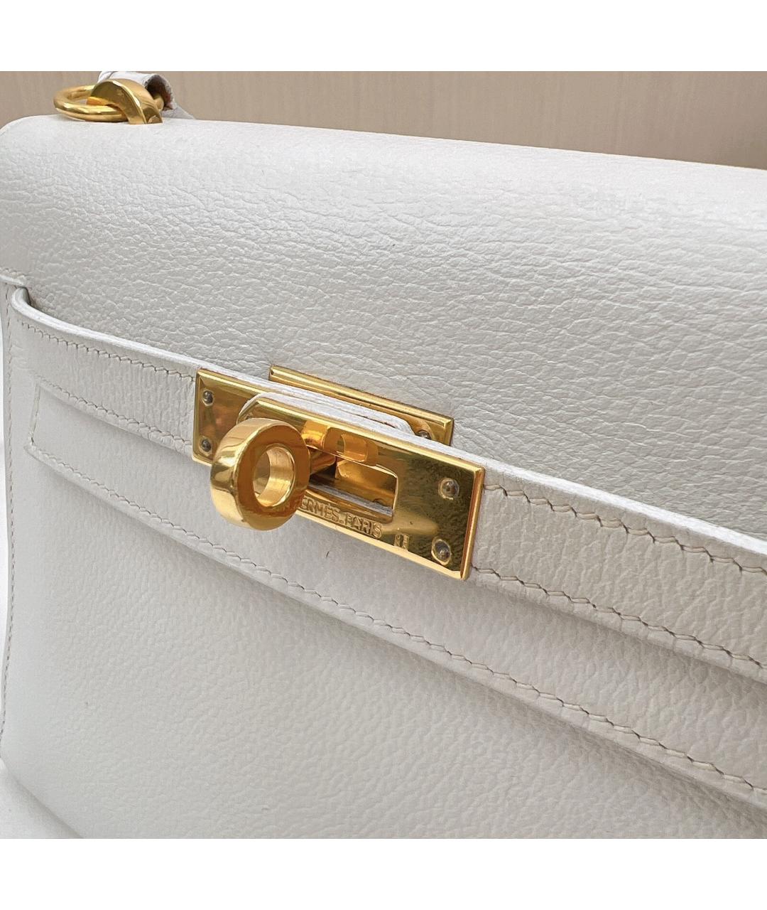 HERMES Белая кожаная сумка с короткими ручками, фото 5