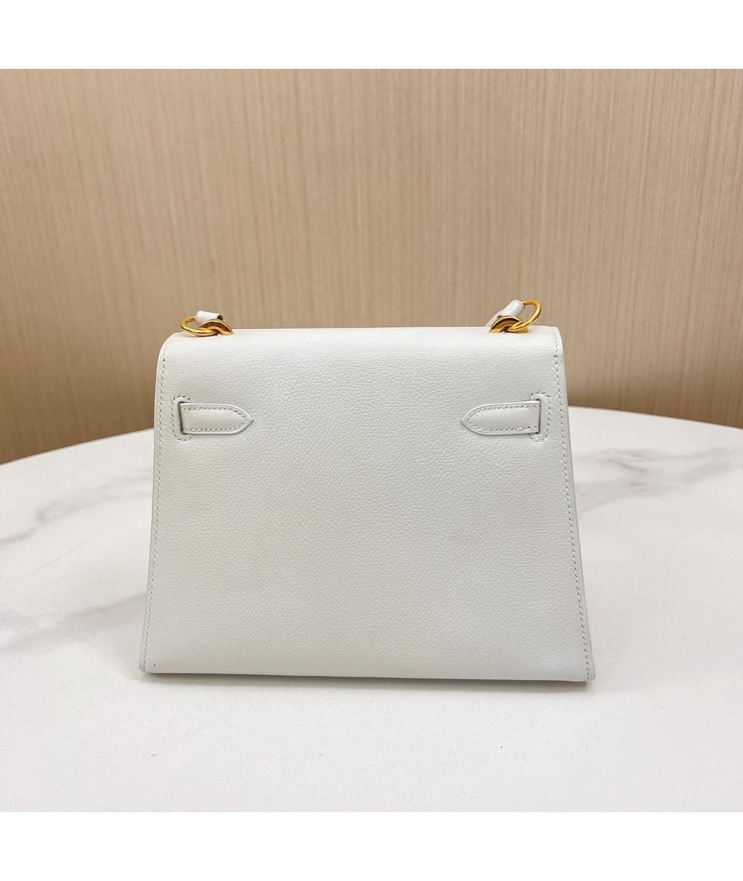 HERMES Белая кожаная сумка с короткими ручками, фото 9