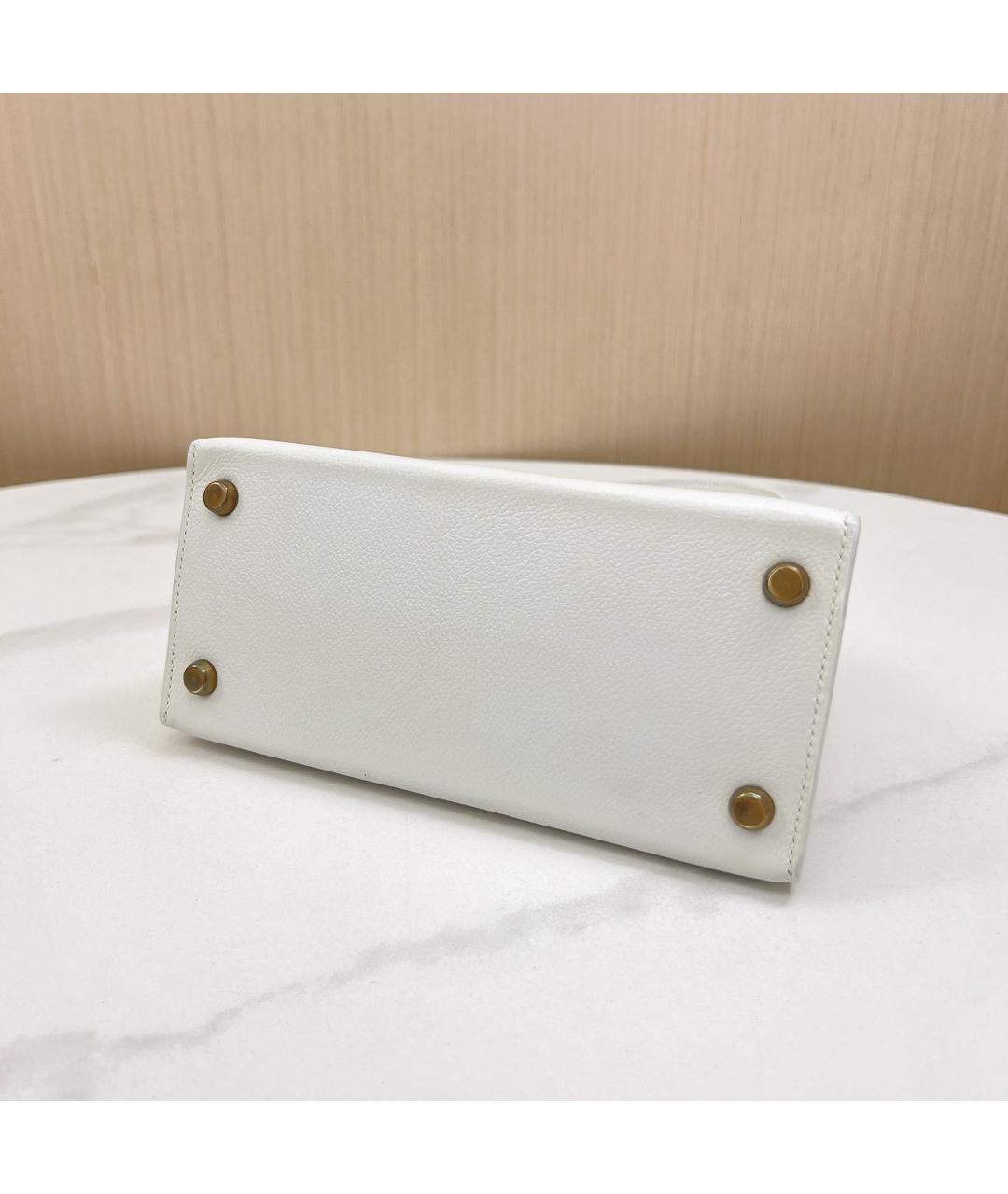 HERMES Белая кожаная сумка с короткими ручками, фото 6