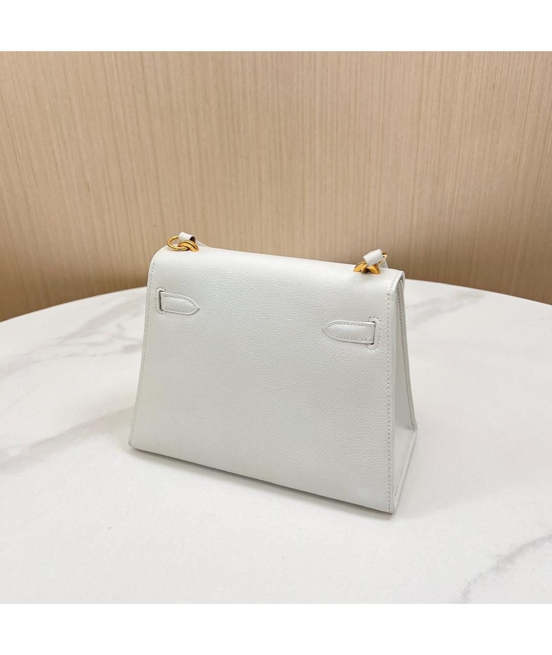 HERMES Белая кожаная сумка с короткими ручками, фото 3