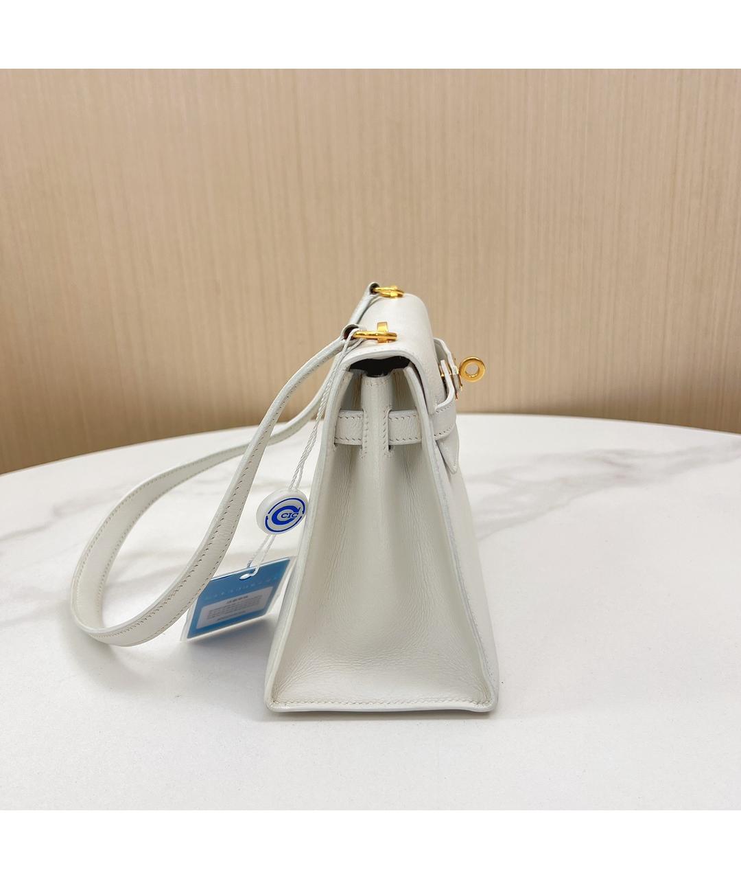 HERMES Белая кожаная сумка с короткими ручками, фото 8