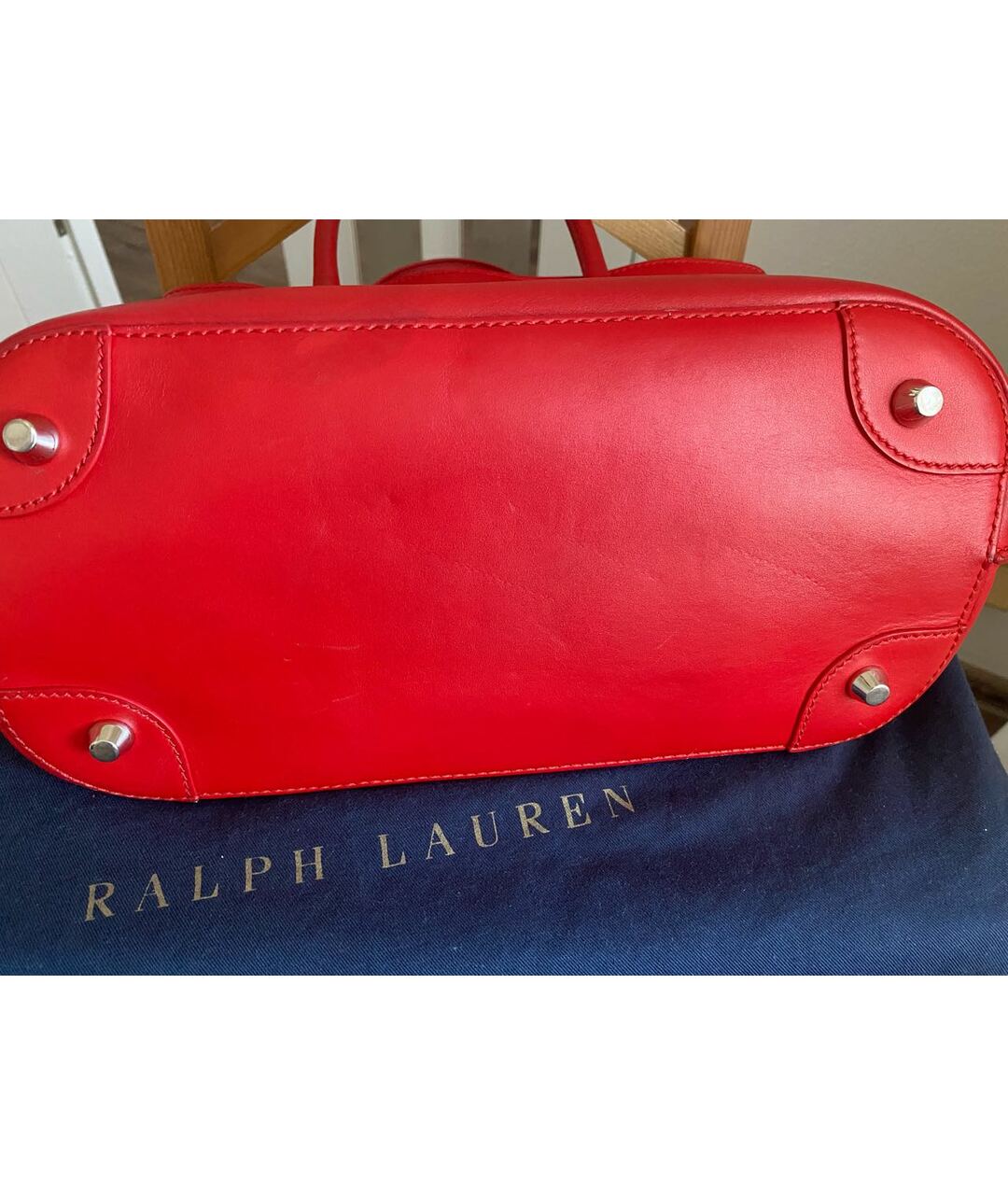 RALPH LAUREN Красная кожаная сумка тоут, фото 5