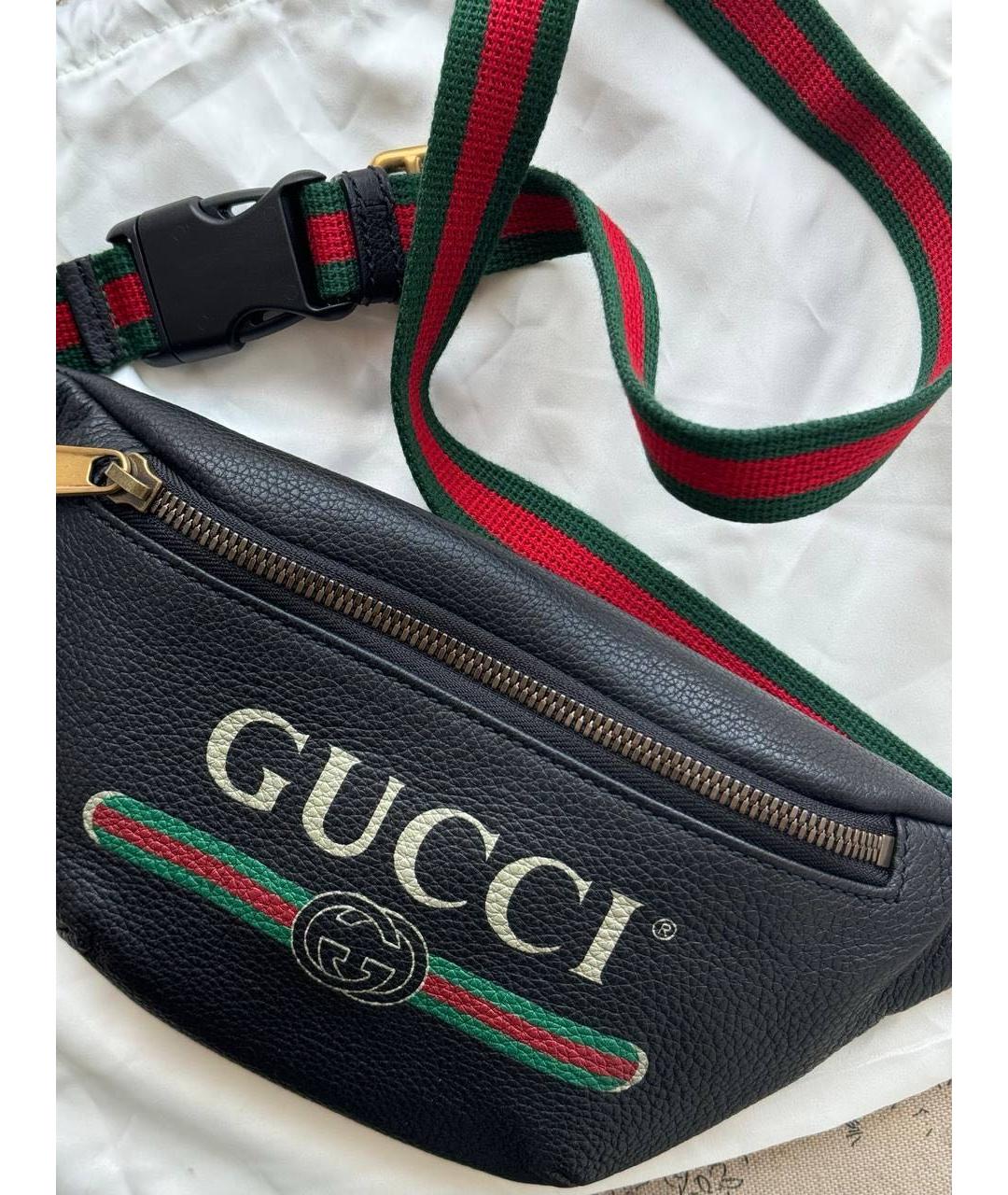 GUCCI Черная кожаная поясная сумка, фото 3