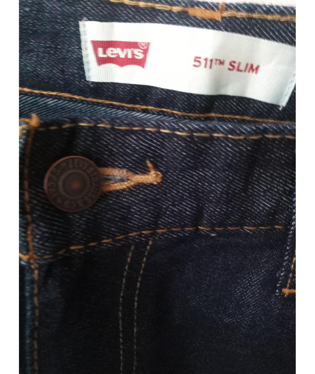 LEVI'S Темно-синие хлопко-полиэстеровые прямые джинсы, фото 5