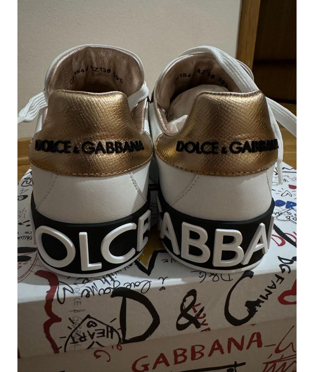 DOLCE&GABBANA Белые кожаные кеды, фото 3