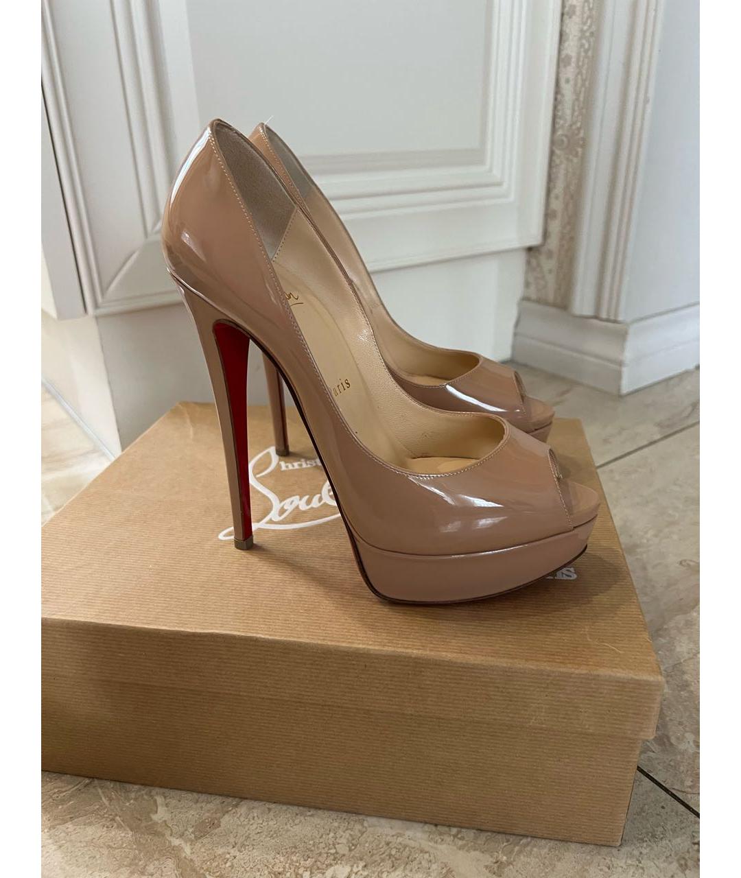 CHRISTIAN LOUBOUTIN Бежевые кожаные туфли, фото 6