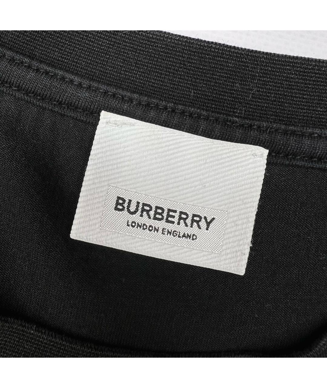 BURBERRY Черная хлопковая футболка, фото 5