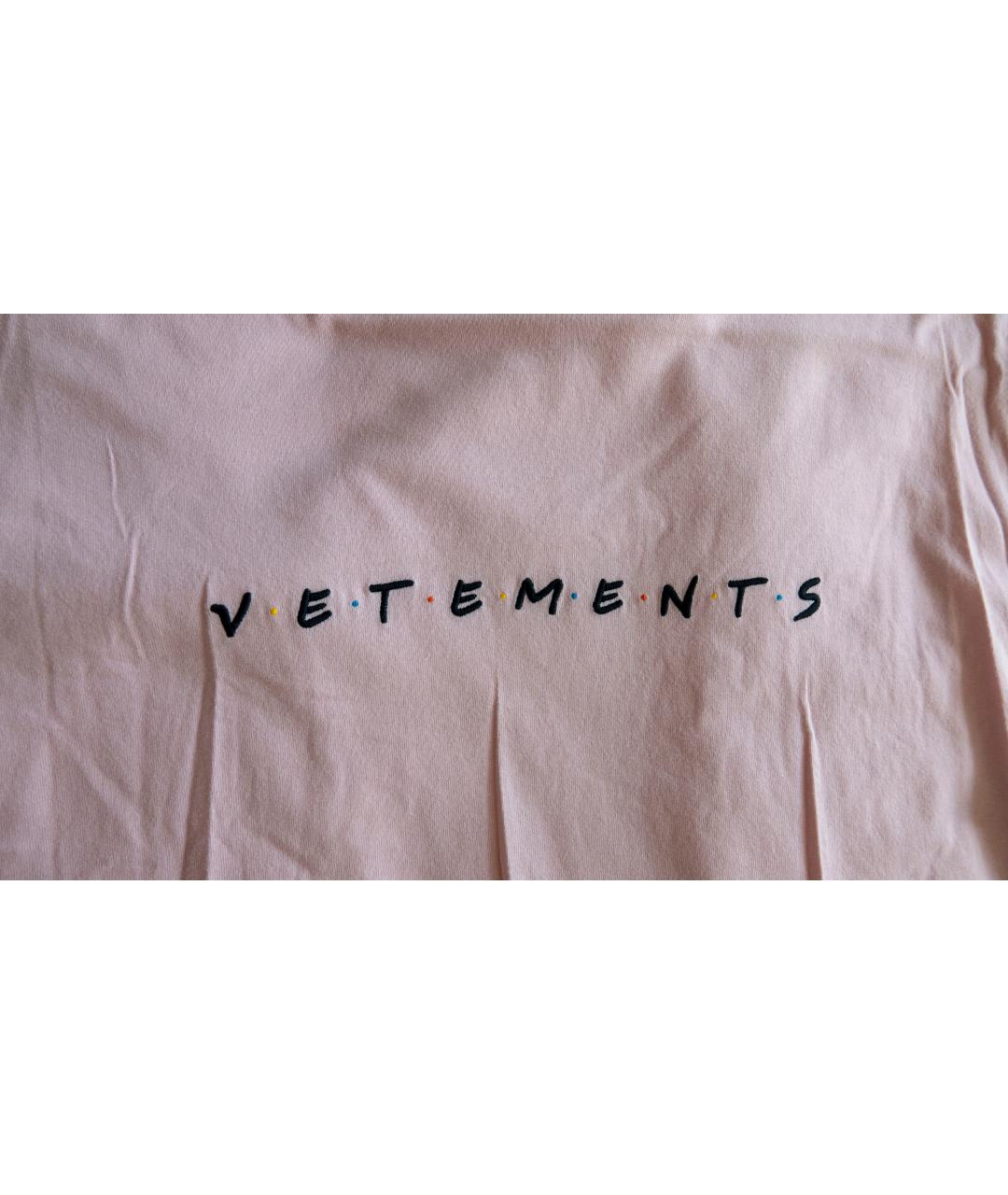 VETEMENTS Розовая хлопковая футболка, фото 2