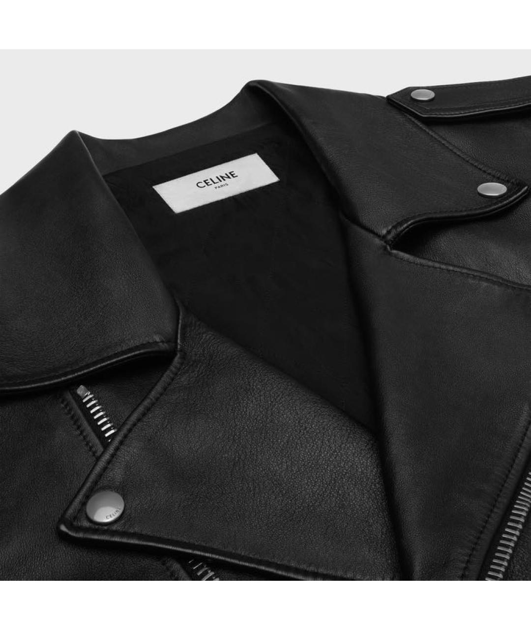 CELINE Черная кожаная куртка, фото 3