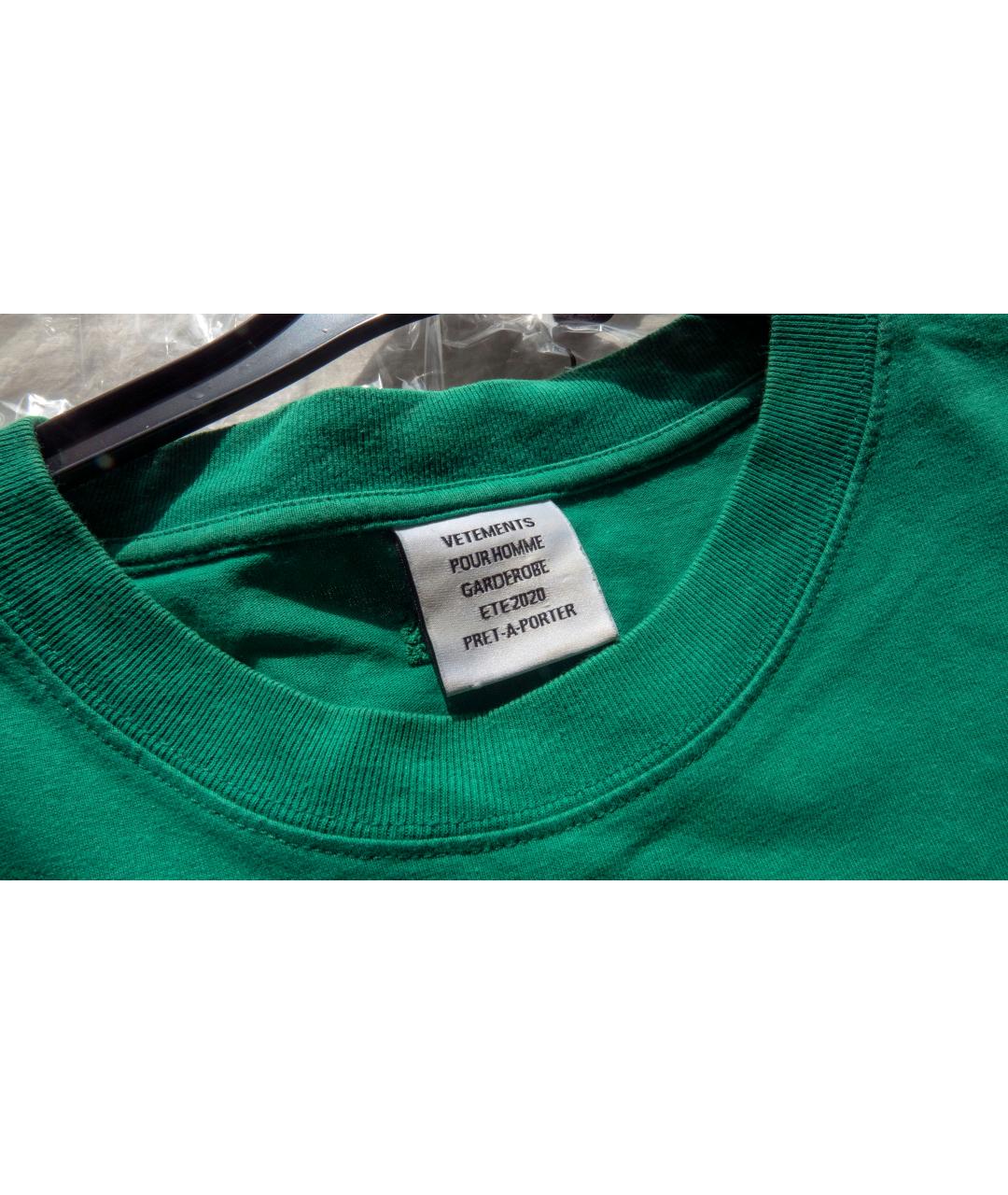 VETEMENTS Зеленая хлопковая футболка, фото 3