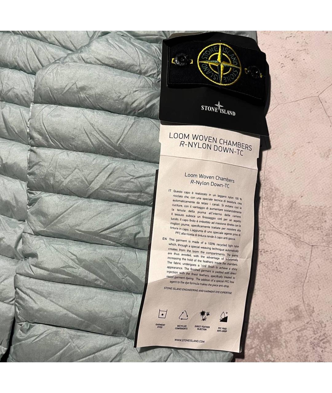 STONE ISLAND Бирюзовый полиэстеровый пуховик, фото 4