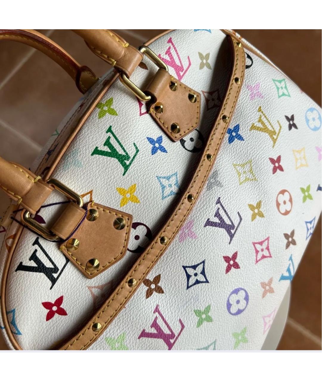 LOUIS VUITTON Белая кожаная сумка с короткими ручками, фото 6