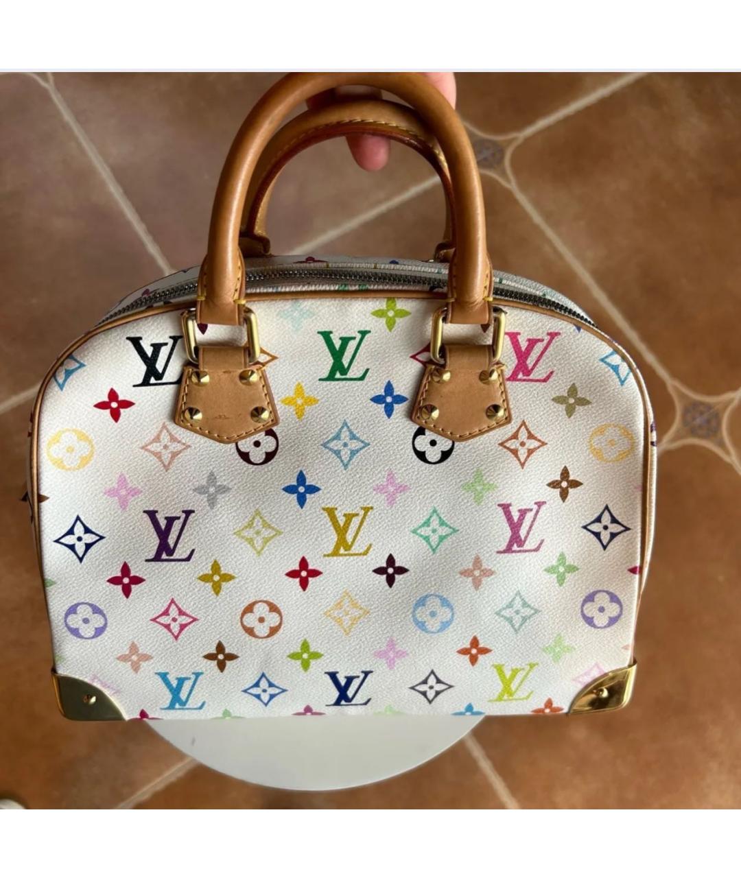 LOUIS VUITTON Белая кожаная сумка с короткими ручками, фото 3