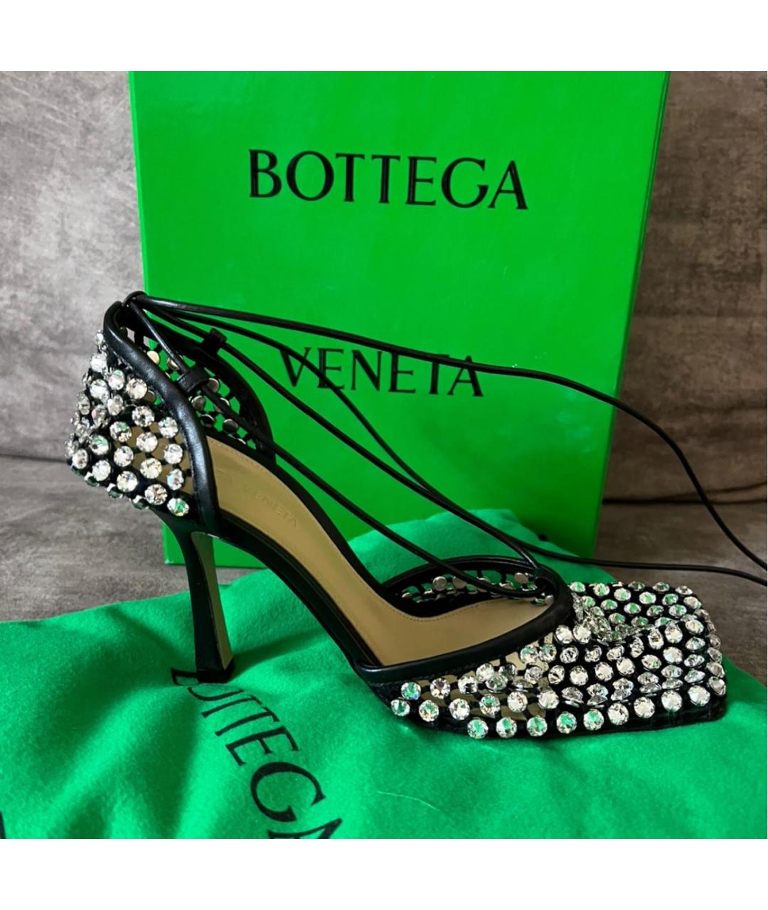 BOTTEGA VENETA Черные кожаные босоножки, фото 9