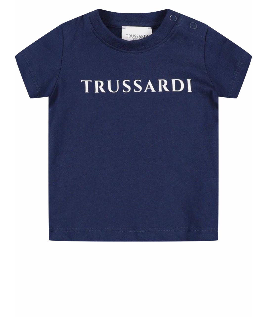 TRUSSARDI Темно-синяя хлопковая детская футболка, фото 1