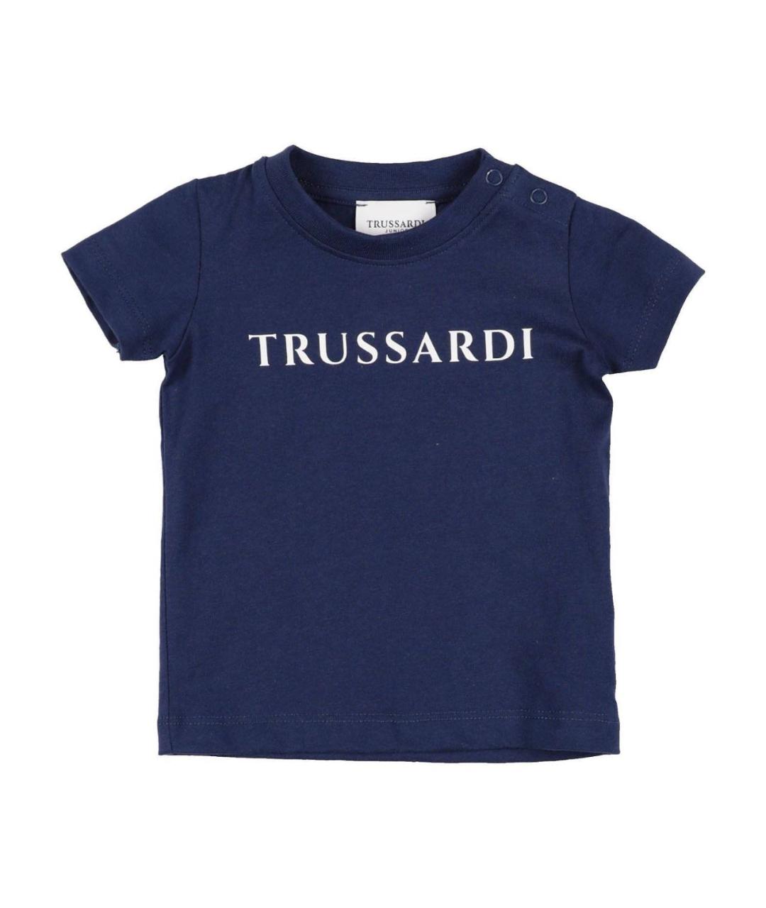 TRUSSARDI Темно-синяя хлопковая детская футболка, фото 5